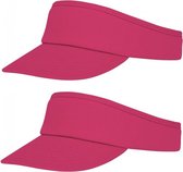 4x stuks roze zonneklep pet voor volwassenen - Katoenen verstelbare roze zonnekleppen - Dames/heren
