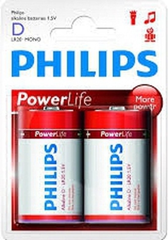 Philips Lr20 D Powerlife batterijen 8x stuks - grote batterijen - long  lasting | bol.com