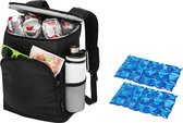 Glacière sac à dos/sac à dos noir avec 2 pièces d'éléments de refroidissement flexibles 17 litres