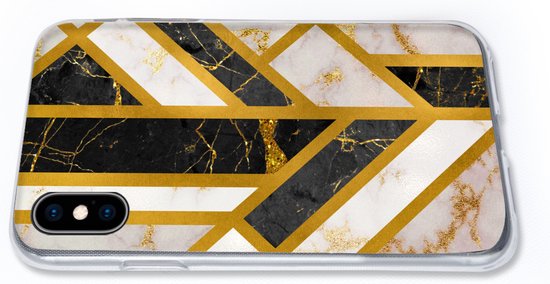 Coque iPhone Xs Max - Marbre - Or - Glitter - Luxe - Siliconen