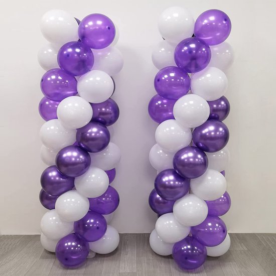 Ballonnen Pilaar – Ballonnenpilaar – Ballonstandaard – Ballon Standaard / Statief en Houder – Ballonstokjes – Huwelijk – Feestje – Verjaardag – Ballonboog / Ballonnenboog – Wit - 120 cm - Merkloos