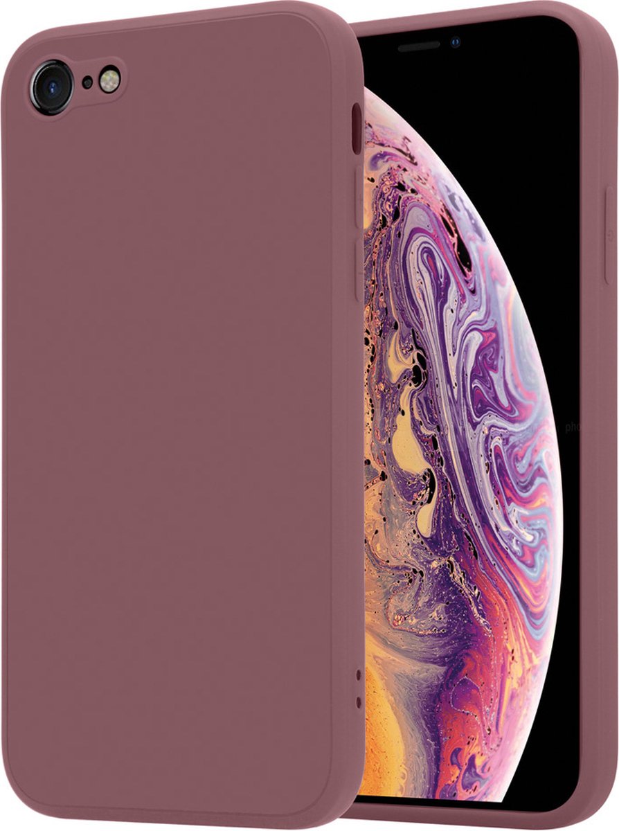 ShieldCase geschikt voor Apple iPhone 7 / 8 vierkante silicone case - Purple Grape - Siliconen hoesje - Shockproof case hoesje - Backcover case - Bescherming