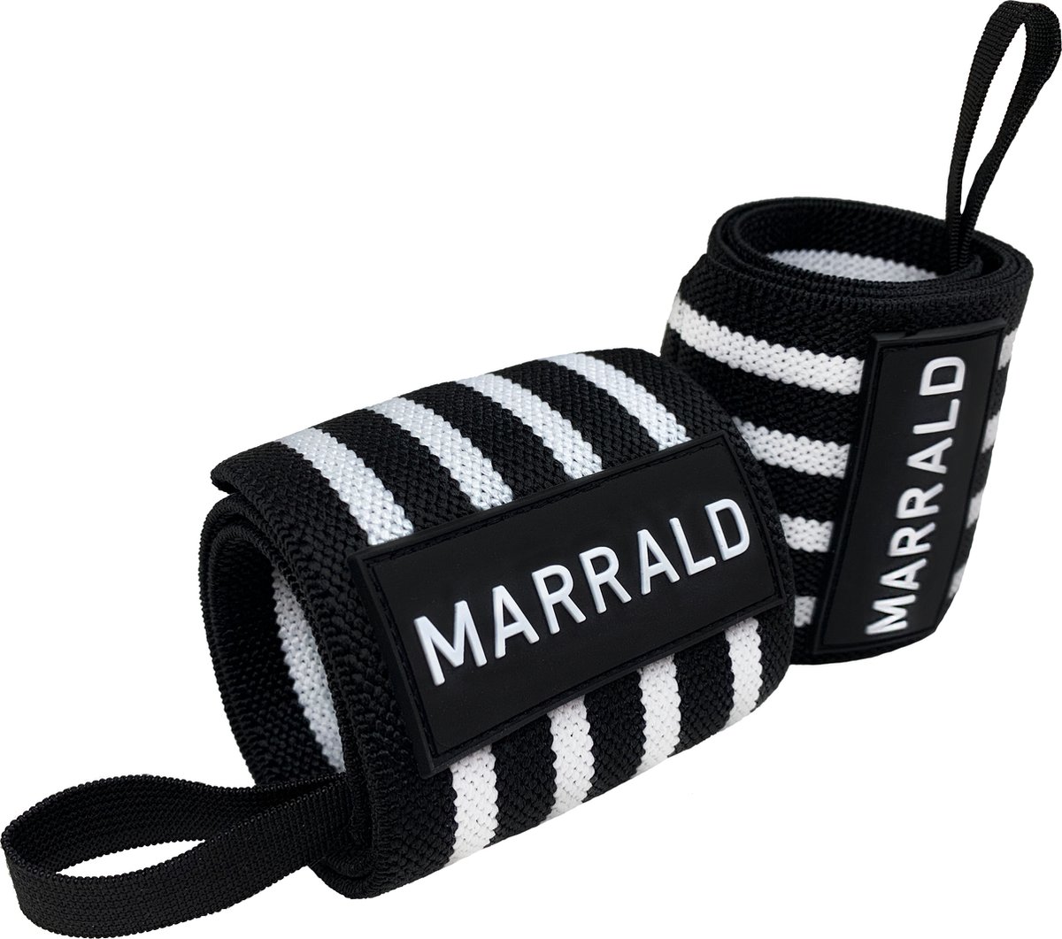 Marrald Wrist Wraps V2 - Zwart Wit - polssteun brace crossfit fitness krachttraining sporthandschoenen
