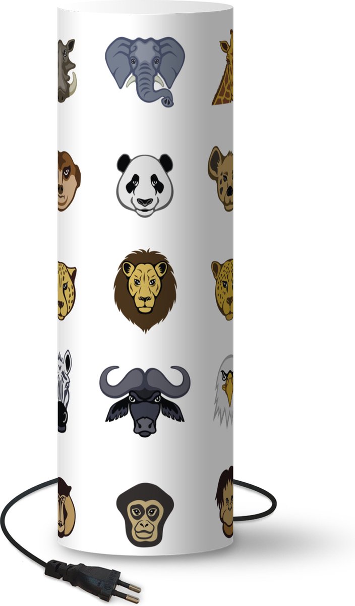 Lamp - Nachtlampje - Tafellamp slaapkamer - de big five tussen de emoji - 50 cm hoog - Ø15.9 cm - Inclusief LED lamp