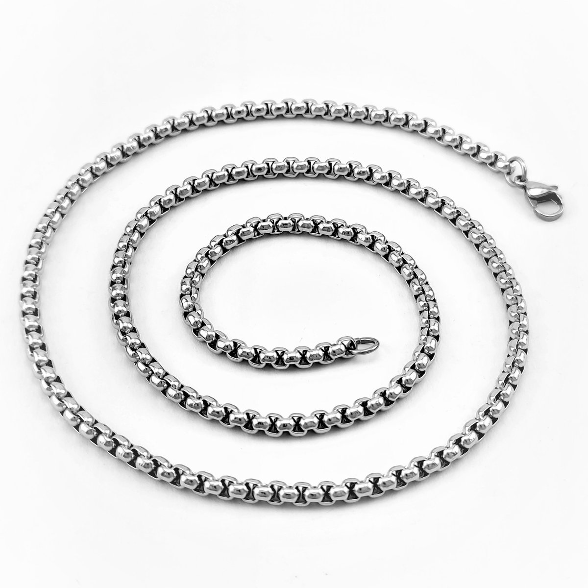 4mm Jasseron Schakelketting - Stalen Zilverkleur - Unisex Ketting
