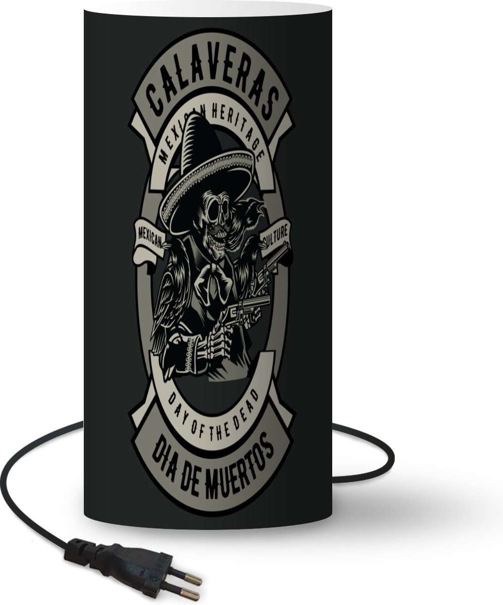 Lamp - Nachtlampje - Tafellamp slaapkamer - Skelet - Pistool - Retro - 54 cm hoog - Ø24.8 cm - Inclusief LED lamp