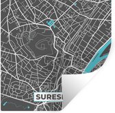 Muurstickers - Sticker Folie - Suresnes - Frankrijk - Plattegrond - Stadskaart - Kaart - 50x50 cm - Plakfolie - Muurstickers Kinderkamer - Zelfklevend Behang - Zelfklevend behangpapier - Stickerfolie