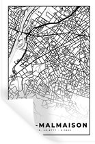 Muurstickers - Sticker Folie - Frankrijk - Kaart - Plattegrond - Stadskaart - Rueil-Malmaison - Zwart wit - 40x60 cm - Plakfolie - Muurstickers Kinderkamer - Zelfklevend Behang - Zelfklevend behangpapier - Stickerfolie