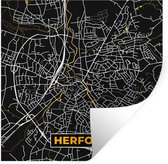 Muurstickers - Sticker Folie - Black and Gold – Stadskaart – Herford – Duitsland – Plattegrond – Kaart - 30x30 cm - Plakfolie - Muurstickers Kinderkamer - Zelfklevend Behang
