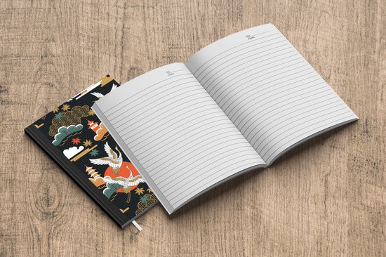 Carnet - Carnet d'écriture - Grue - Nuages - Japon - Motif - Carnet - Taille A5 - Bloc-notes