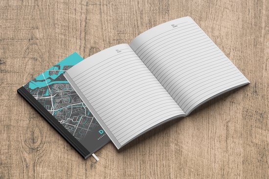 Carnet - Carnet d'écriture - Plan de la ville - Diemen - Grijs - Blauw - Carnet - Format A5 - Bloc-notes - Carte