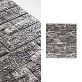 Vermeyen | Moderne Zelfklevende 3D Stenen Muur Sticker | Muur Behang | Plaktegel | Waterdicht | Zelfklevend Behang | 10 Stuks | Natuursteen Grijs