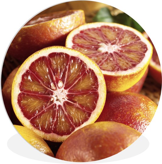 Oranges sanguines entières et coupées Assiette en plastique cercle mural - ⌀ 120 cm - peinture ronde - impression photo sur cercle mural en plastique (forex) / cercle vivant / (décoration murale)
