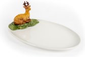 Plat ovale plat avec un cerf 37 x 24 cm | FL105 | Piccobella