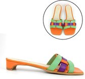 Stravers - Slippers met Lage Hak Maat 44 Dames Oranje, Groen, Lila Paars Grote Maten Sandalen