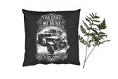 Coussins décoratifs - Oreillers Salon - 50x50 cm - Mancave - Voiture - Rétro - Zwart - Wit