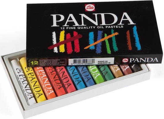 Pastels gras Talens Panda, couleurs assorties, la boîte de 12 pastels