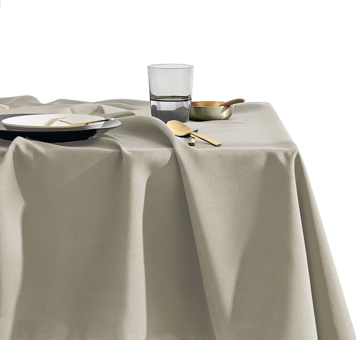 JEMIDI Aura stoffen tafelkleed rechthoekig - 110 x 160 cm - Decoratief tafellaken in effen design - Taupe