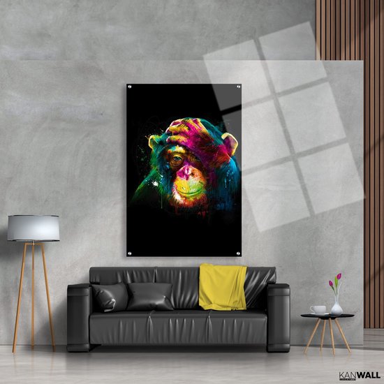 Luxe Plexiglas Schilderij Monkey Paint | 100x150 | Woonkamer | Slaapkamer | Kantoor | Muziek | Design | Art | Modern | ** 5MM DIK**