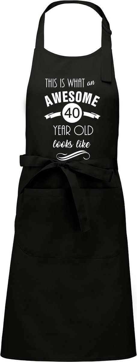 Awesome 40 year - 40 jaar cadeau - keukenschort - BBQ schort - verjaardag - zwart