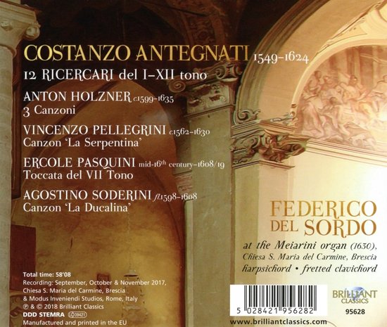 Federico Del Sordo - Antegnati: 12 Ricercari (CD) - Federico Del Sordo