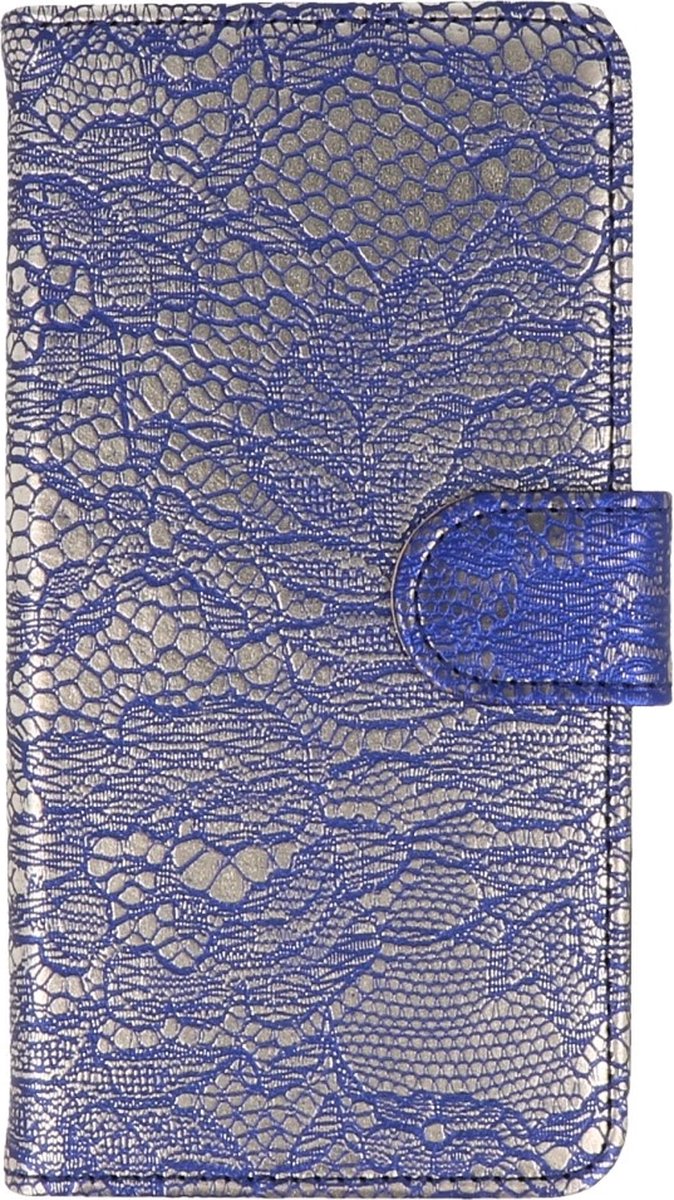 Lace Bookstyle Wallet Case Hoesjes Geschikt voor Microsoft Lumia 535 Blauw