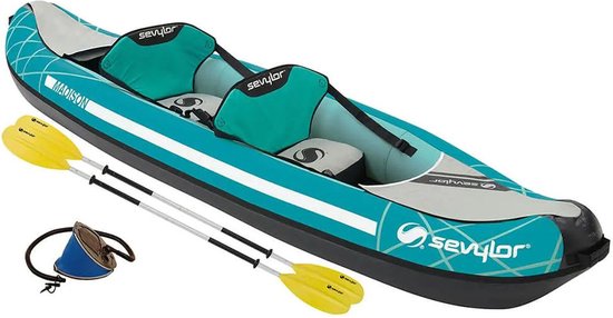 Sevylor Madison Kit kajak – 2 persoons kajak – uitneembare zittingen – dubbel ventiel - incl. peddels en pomp - blauw
