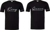 Shirt King en Queen set met datum in romeinse cijfers op de mouw-zwart-korte mouwen-Maat M