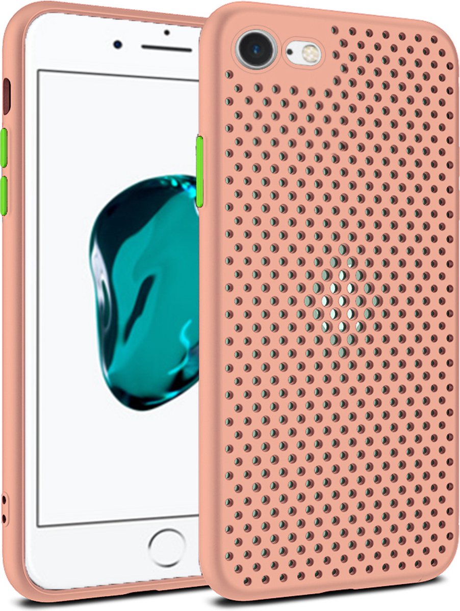 Smartphonica iPhone 6/6s siliconen hoesje met gaatjes - Zalm geschikt voor iPhone 6/6s