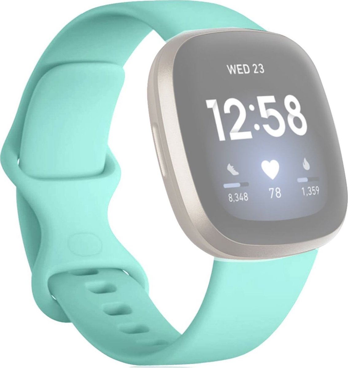 Mobigear Siliconen Watch bandje geschikt voor Fitbit Versa 3 Bandje Druksluiting | Mobigear Sport Dual - Turquoise