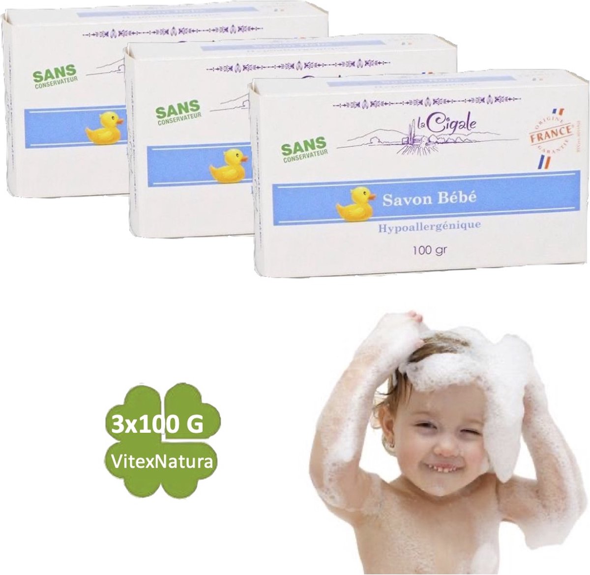 Goedkoopste Kraamkado set babyshower baby verzorging ♥ Marseille Babyzeep stuk 3x100g Hypoallergeen. Zonder conserveermiddel, kleurstoffen, geur