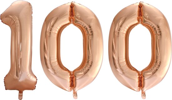 Folieballon 100 jaar Rose Goud 66cm