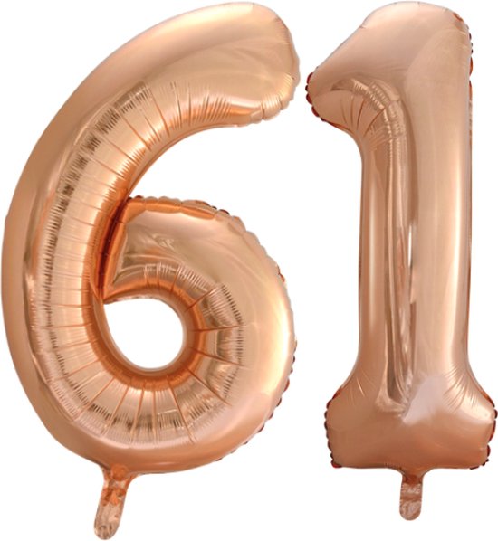 Folieballon 61 jaar Rose Goud 66cm