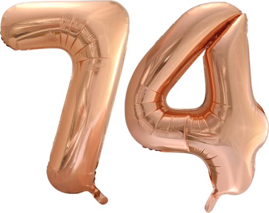 Folieballon 74 jaar Rose Goud 66cm