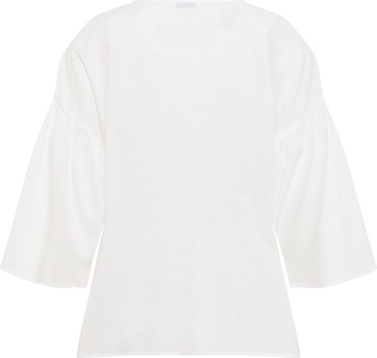 MUSTANG Style Elsa Linen Blouse - Camicia Da Donna In Lino E Cotone - Taglio Ampio Con Volant