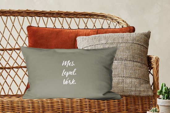 Coussins Coussins décoratifs - Oreillers Salon - 50x30 cm - Proverbes - Couteau. Cuillère. Fourchette. - Citations - Couverts