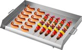 Polaza®️ RVS Horeca Bakplaat - Grillplaat - Voor BBQ & Koken - Platte Top - Met Handvaten - Geschikt Voor Outdoor - 81x43cm - Roestvrij Staal