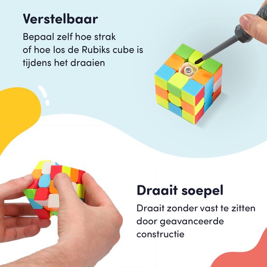 Thumbnail van een extra afbeelding van het spel Keebies Rubiks Speed Cube Set - 3x3 / 2x2 - Pyraminx - Breinbreker - Incl. Solver / Oplossen Handleiding - 3 Pack