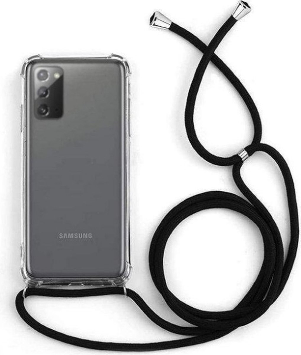 Samsung Galaxy Note 20 - Siliconen hoesje met koord -Shockproof - Transparant