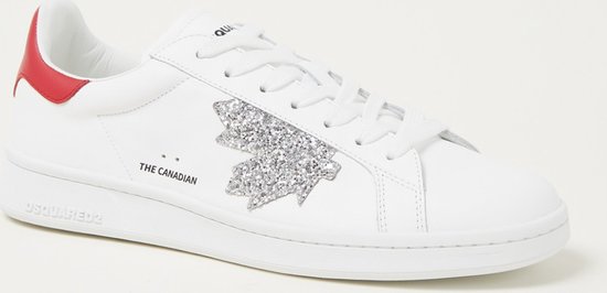 Dsquared2 Boxer sneaker van kalfsleer - Wit met glitter detail - Maat 41