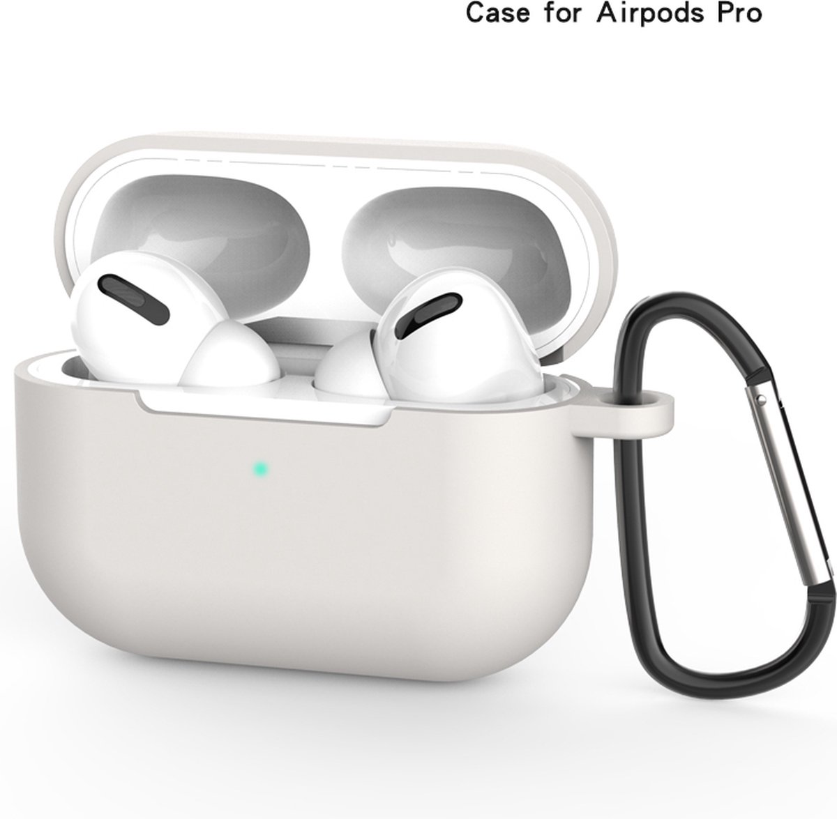 Apple AirPods Pro Hoesje in het Licht Grijs met Clip - TCH - Siliconen - met Haak - Case - Cover - Soft Case - Onepiece