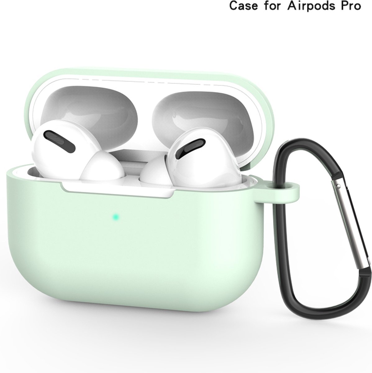 Apple AirPods Pro Hoesje in het Licht Groen met Clip - TCH - Siliconen - met Haak - Case - Cover - Soft Case - Onepiece