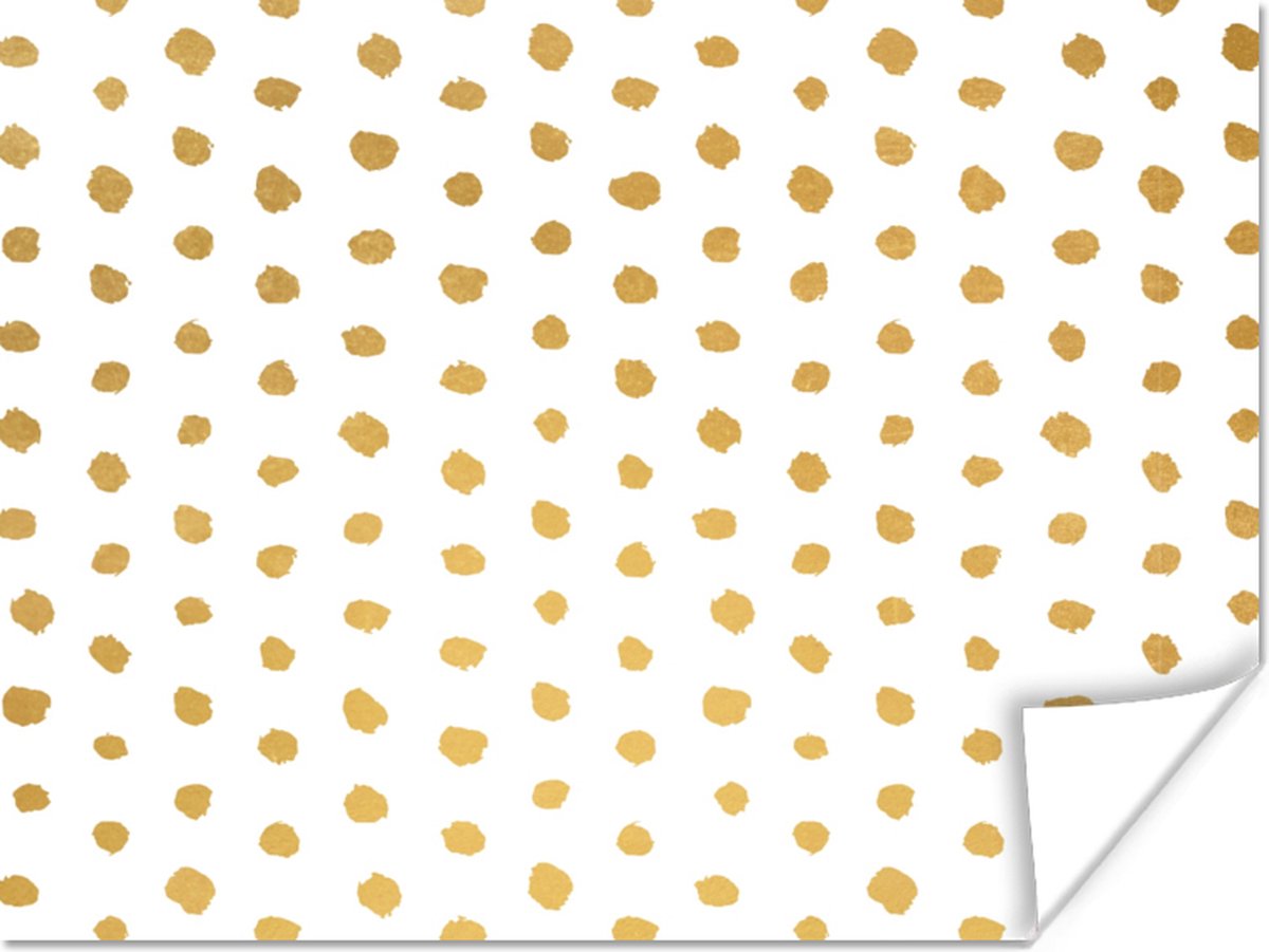 Poster Goud - Wit - Stippen - Patronen - 120x90 cm