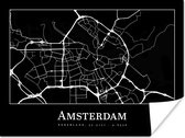 Poster Kaart - Stadskaart - Plattegrond - Amsterdam - 80x60 cm