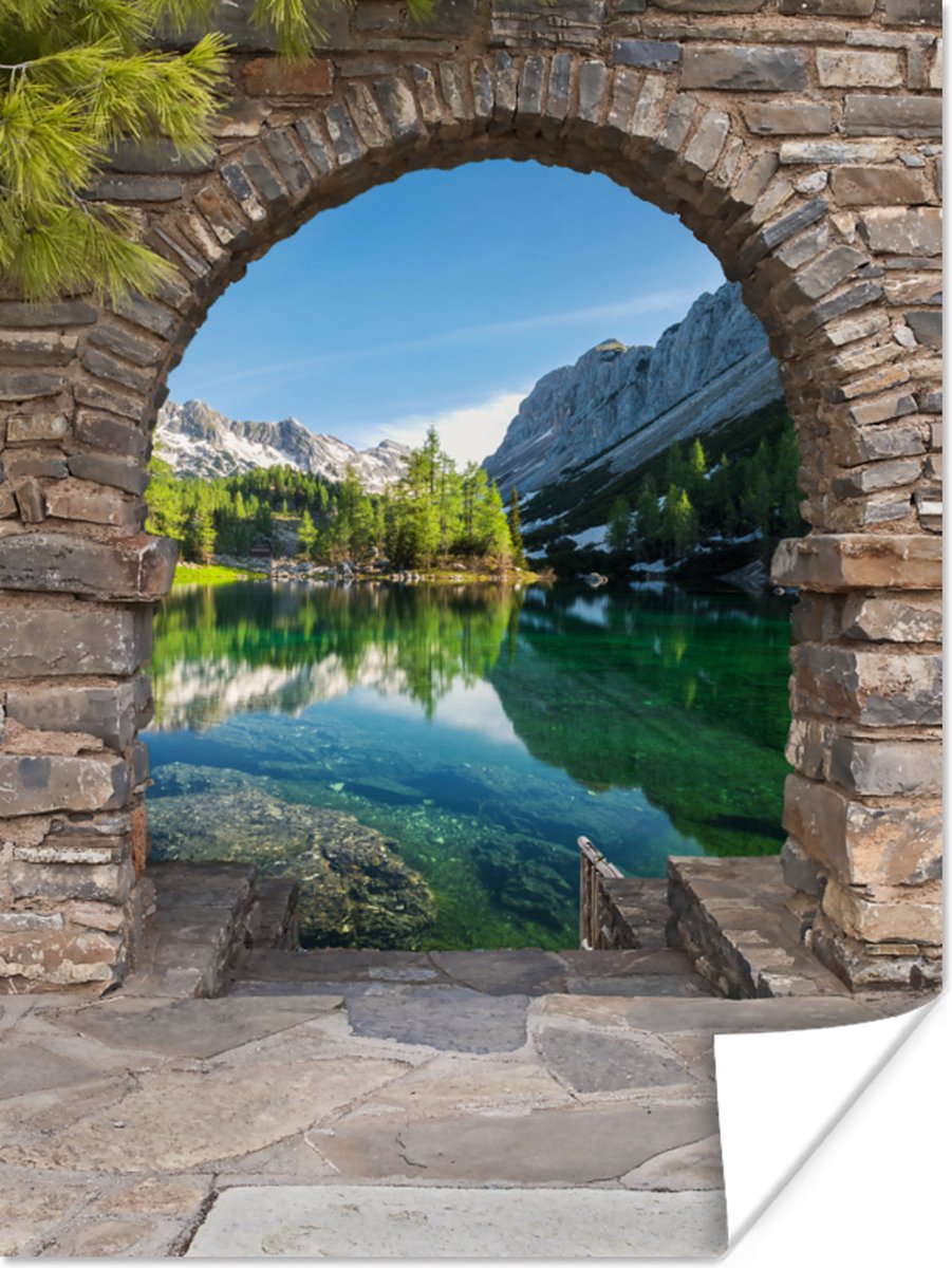 Poster Doorkijk - Berg - Landschap - Water - 30x40 cm