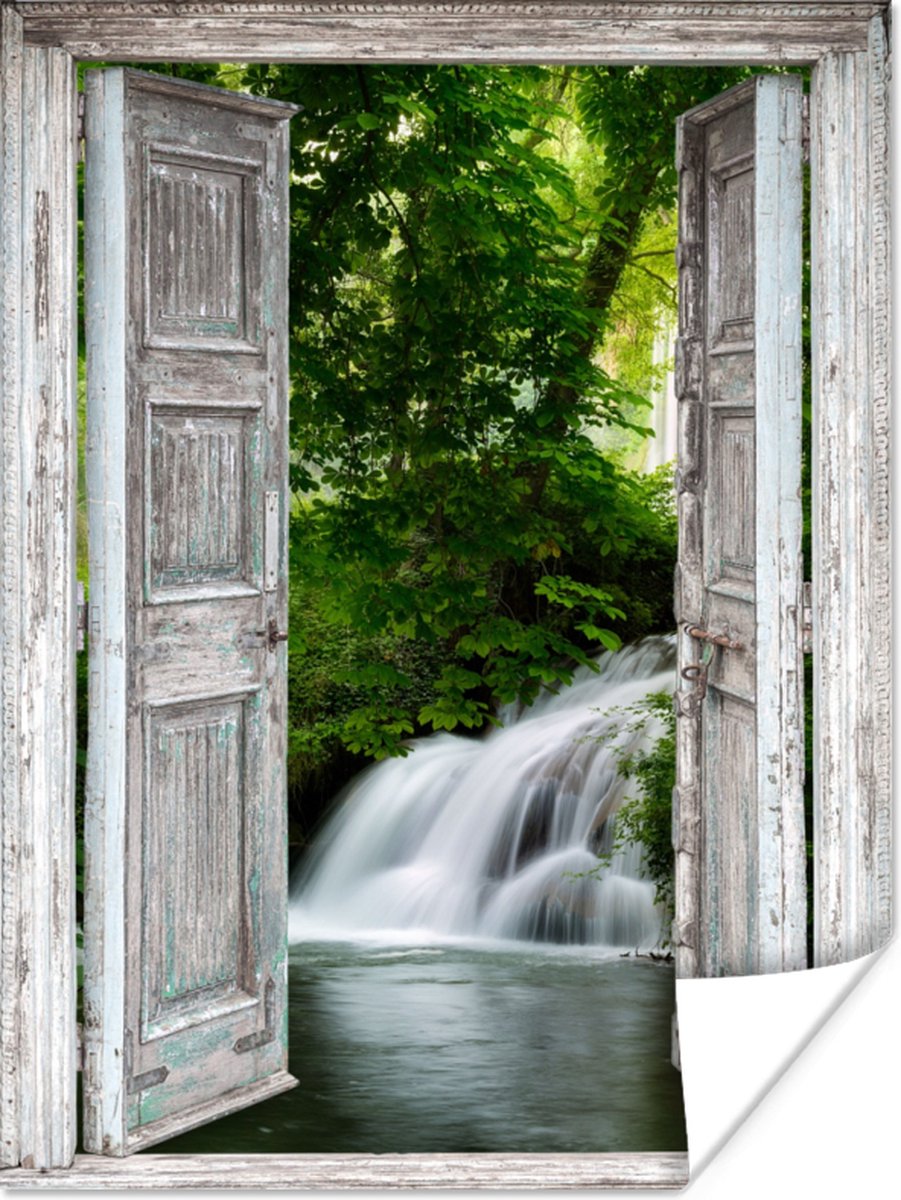 Poster Waterval - Doorkijk - Landschap - 30x40 cm