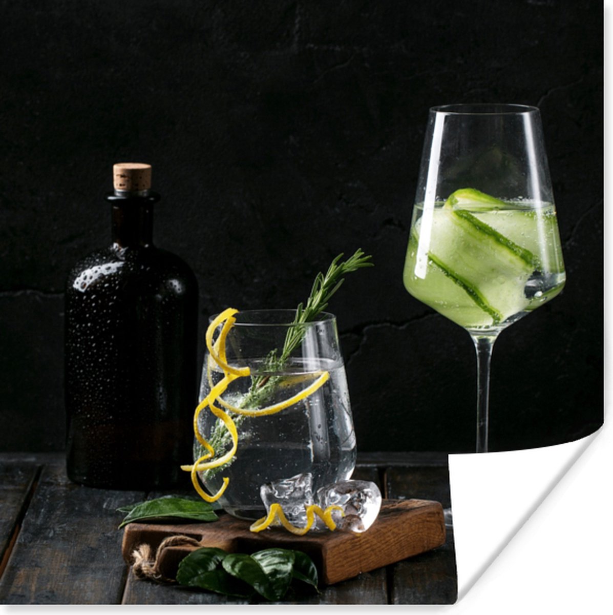 Poster Drank - Wijnglas - Fruit - 50x50 cm