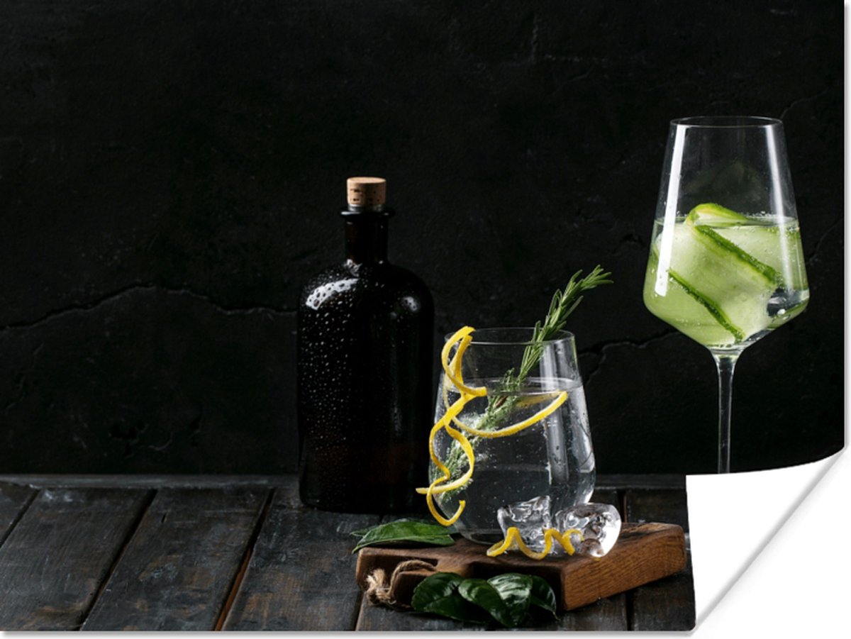 Poster Drank - Wijnglas - Fruit - 120x90 cm
