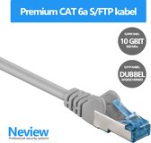 Neview - 25 cm premium S/FTP patchkabel - CAT 6a - 10 Gbit - 100% koper - Grijs - Dubbele afscherming - (netwerkkabel/internetkabel)
