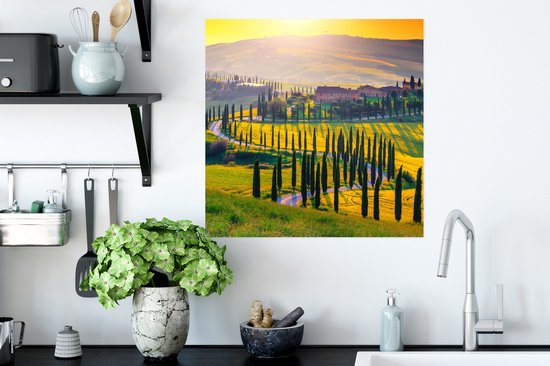 Affiche Herbe - Soleil - Colline - Paysage - 50x50 cm
